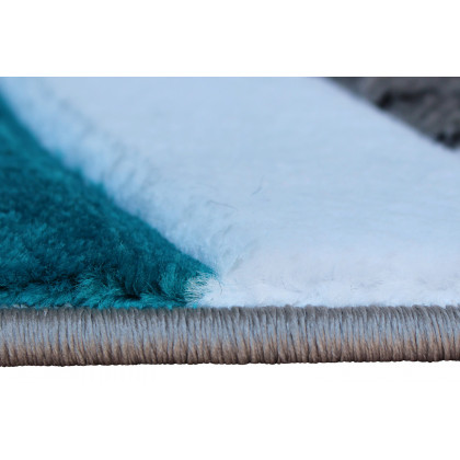 BLNK Athos Collection Abstract Olefin Area Rug with Jute Backing - Turquoise, 5'W x 5'L