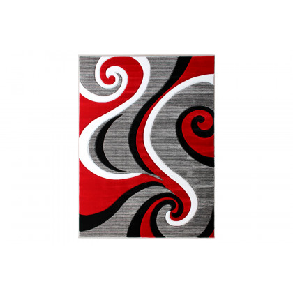 BLNK Athos Collection Abstract Olefin Area Rug with Jute Backing - Red, 5'W x 7'L