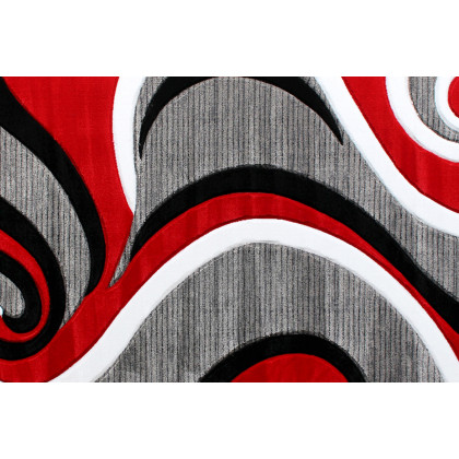 BLNK Athos Collection Abstract Olefin Area Rug with Jute Backing - Red, 5'W x 7'L