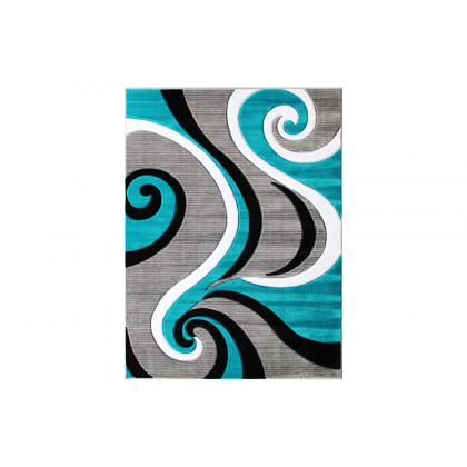 BLNK Athos Collection Abstract Olefin Area Rug with Jute Backing - Turquoise, 5'W x 7'L