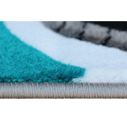 BLNK Athos Collection Abstract Olefin Area Rug with Jute Backing - Turquoise, 5'W x 7'L