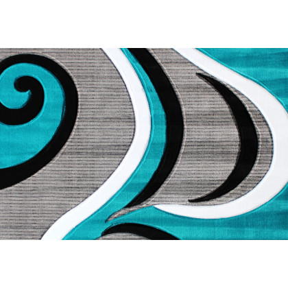 BLNK Athos Collection Abstract Olefin Area Rug with Jute Backing - Turquoise, 5'W x 7'L