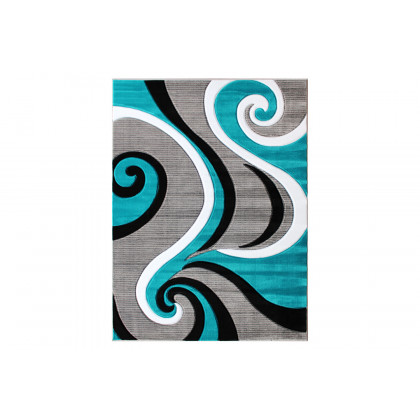 BLNK Athos Collection Abstract Olefin Area Rug with Jute Backing - Turquoise, 8'W x 10'L