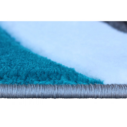 BLNK Athos Collection Abstract Olefin Area Rug with Jute Backing - Turquoise, 8'W x 10'L
