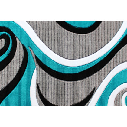 BLNK Athos Collection Abstract Olefin Area Rug with Jute Backing - Turquoise, 8'W x 10'L