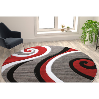 BLNK - Athos Collection Abstract Olefin Area Rug with Jute Backing