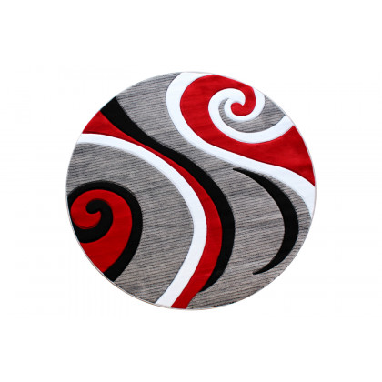 BLNK Athos Collection Abstract Olefin Area Rug with Jute Backing - Red, 8'W x 8'L