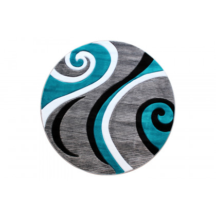 BLNK Athos Collection Abstract Olefin Area Rug with Jute Backing - Turquoise, 8'W x 8'L