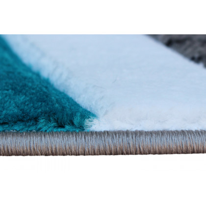BLNK Athos Collection Abstract Olefin Area Rug with Jute Backing - Turquoise, 8'W x 8'L