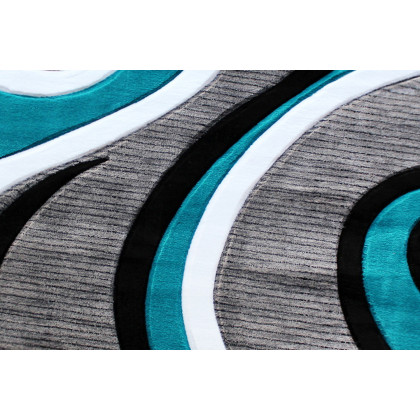 BLNK Athos Collection Abstract Olefin Area Rug with Jute Backing - Turquoise, 8'W x 8'L