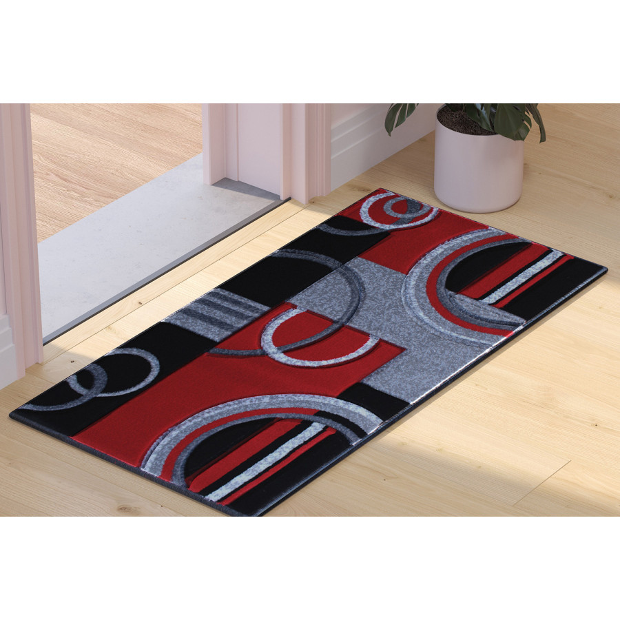 BLNK - Audra Collection Geometric Abstract Olefin Area Rug with Jute Backing