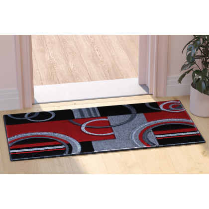 BLNK - Audra Collection Geometric Abstract Olefin Area Rug with Jute Backing