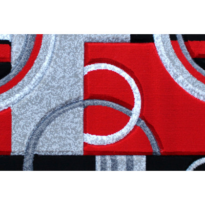 BLNK Audra Collection Geometric Abstract Olefin Area Rug with Jute Backing - Red, 2'W x 3'L