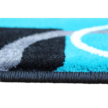 BLNK Audra Collection Geometric Abstract Olefin Area Rug with Jute Backing - Turquoise, 2'W x 3'L