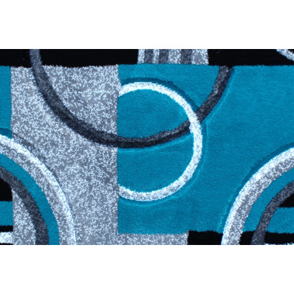 BLNK Audra Collection Geometric Abstract Olefin Area Rug with Jute Backing - Turquoise, 2'W x 3'L