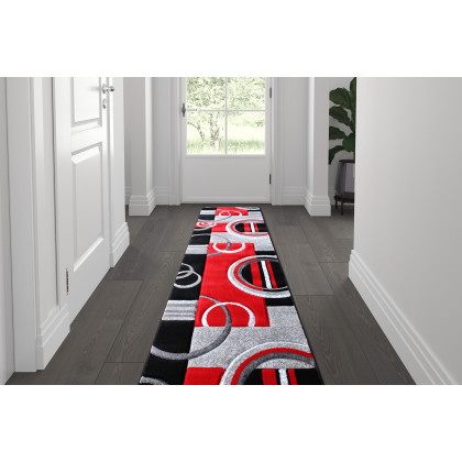 BLNK - Audra Collection Geometric Abstract Olefin Area Rug with Jute Backing