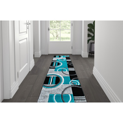 BLNK - Audra Collection Geometric Abstract Olefin Area Rug with Jute Backing