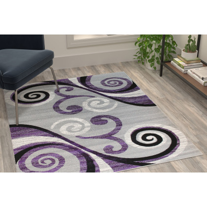 BLNK Audra Collection Geometric Abstract Olefin Area Rug with Jute Backing - Turquoise, 2'W x 7'L