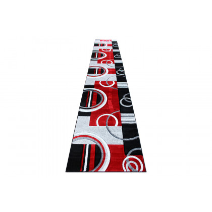 BLNK Audra Collection Abstract Olefin Area Rug with Jute Backing - Red, 3'W x 16'L