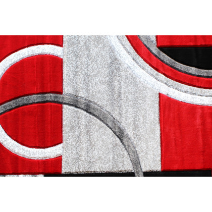 BLNK Audra Collection Abstract Round Olefin Area Rug with Jute Backing - Red, 8'W x 8'L