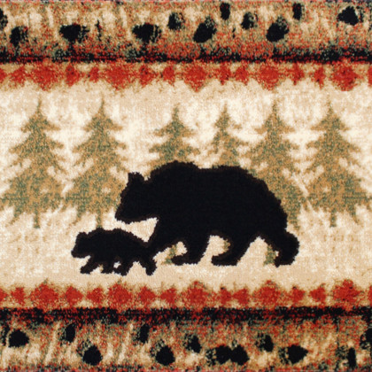 BLNK Ursus Collection Rustic Lodge Wandering Black Bear and Cub Area Rug with Jute Backing - 2'W x 3'L