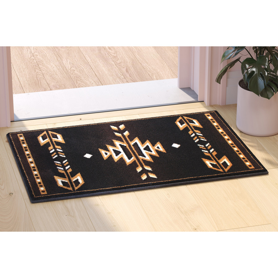 BLNK Amado Collection Southwestern Style Olefin Accent Area Rug with Jute Backing - Brown, 2'W x 3'L