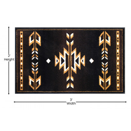 BLNK Amado Collection Southwestern Style Olefin Accent Area Rug with Jute Backing - Brown, 2'W x 3'L