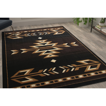 BLNK Amado Collection Southwestern Style Olefin Accent Area Rug with Jute Backing - Brown, 6'W x 9'L