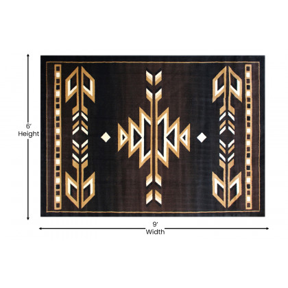 BLNK Amado Collection Southwestern Style Olefin Accent Area Rug with Jute Backing - Brown, 6'W x 9'L
