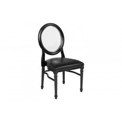 BLNK - HERCULES Series Vinyl King Louis Chair with Transparent Back, Black Seat and Black Frame