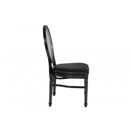 BLNK - HERCULES Series Vinyl King Louis Chair with Transparent Back, Black Seat and Black Frame