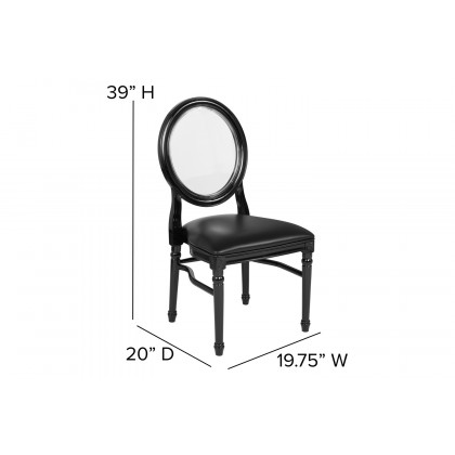 BLNK - HERCULES Series Vinyl King Louis Chair with Transparent Back, Black Seat and Black Frame