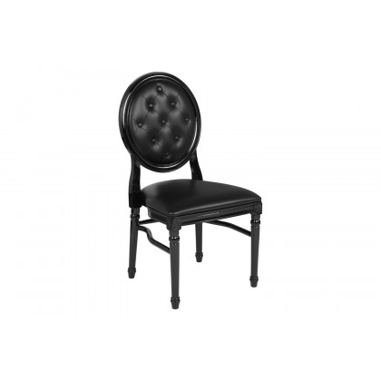 BLNK - HERCULES Series Vinyl King Louis Chair with Tufted Back, Black Seat and Black Frame