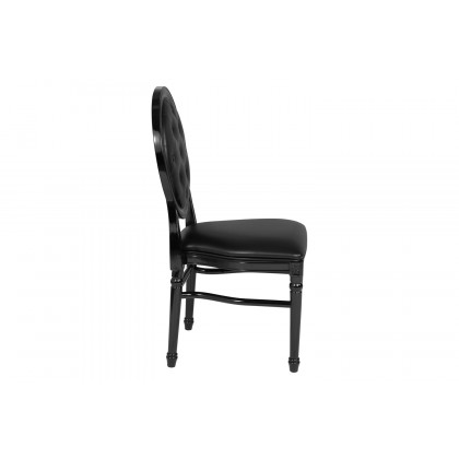 BLNK - HERCULES Series Vinyl King Louis Chair with Tufted Back, Black Seat and Black Frame