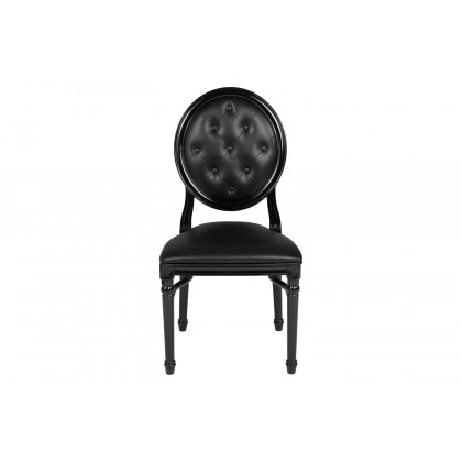 BLNK - HERCULES Series Vinyl King Louis Chair with Tufted Back, Black Seat and Black Frame