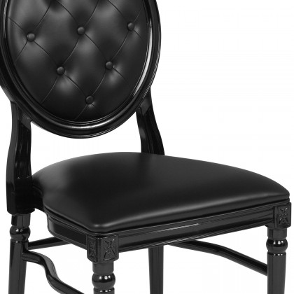 BLNK - HERCULES Series Vinyl King Louis Chair with Tufted Back, Black Seat and Black Frame