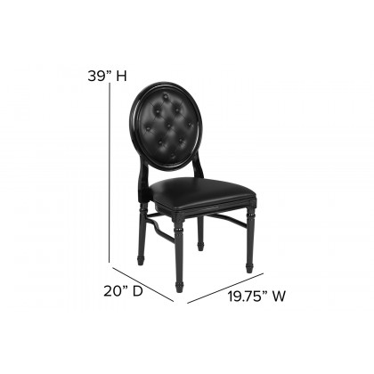 BLNK - HERCULES Series Vinyl King Louis Chair with Tufted Back, Black Seat and Black Frame