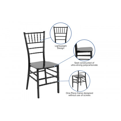 BLNK HERCULES Series Resin Stacking Chiavari Chair - Black