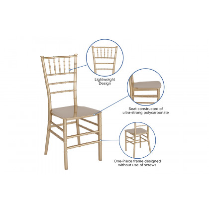BLNK HERCULES Series Resin Stacking Chiavari Chair - Gold