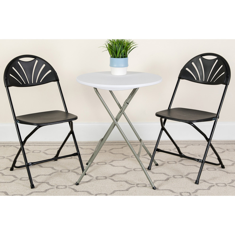 BLNK HERCULES Series Plastic Fan Back Folding Chair - Black