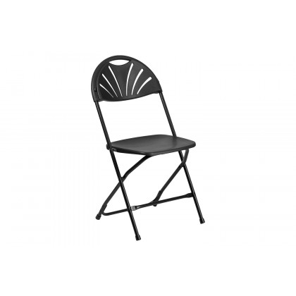 BLNK HERCULES Series Plastic Fan Back Folding Chair - Black