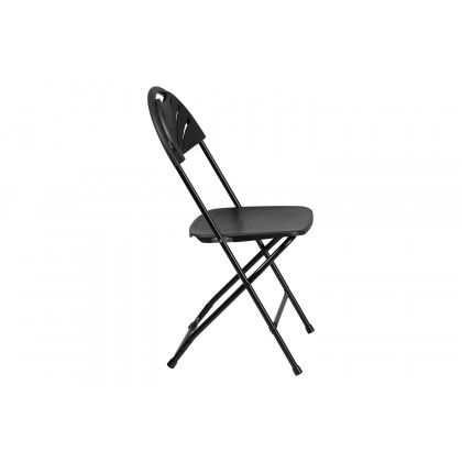 BLNK HERCULES Series Plastic Fan Back Folding Chair - Black