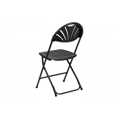 BLNK HERCULES Series Plastic Fan Back Folding Chair - Black