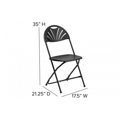 BLNK HERCULES Series Plastic Fan Back Folding Chair - Black