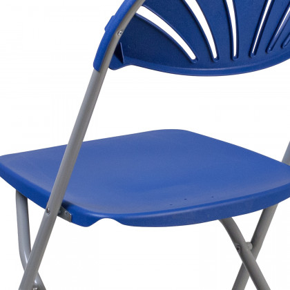 BLNK HERCULES Series Plastic Fan Back Folding Chair - Blue