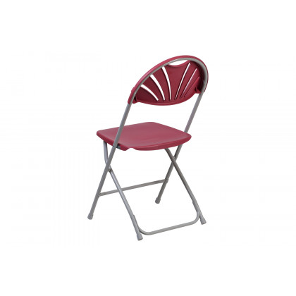 BLNK HERCULES Series Plastic Fan Back Folding Chair - Burgundy