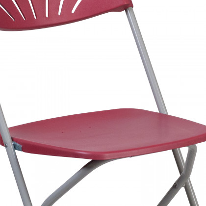 BLNK HERCULES Series Plastic Fan Back Folding Chair - Burgundy