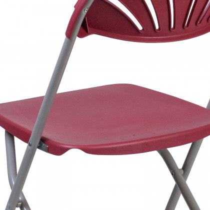 BLNK HERCULES Series Plastic Fan Back Folding Chair - Burgundy