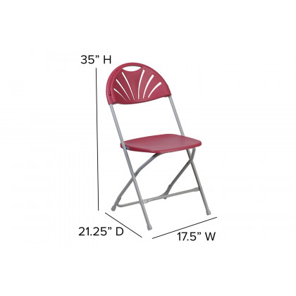 BLNK HERCULES Series Plastic Fan Back Folding Chair - Burgundy