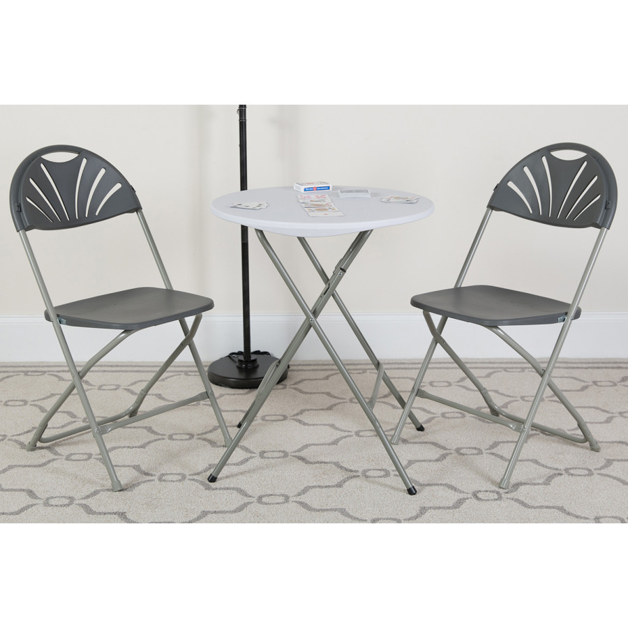 BLNK HERCULES Series Plastic Fan Back Folding Chair - Charcoal